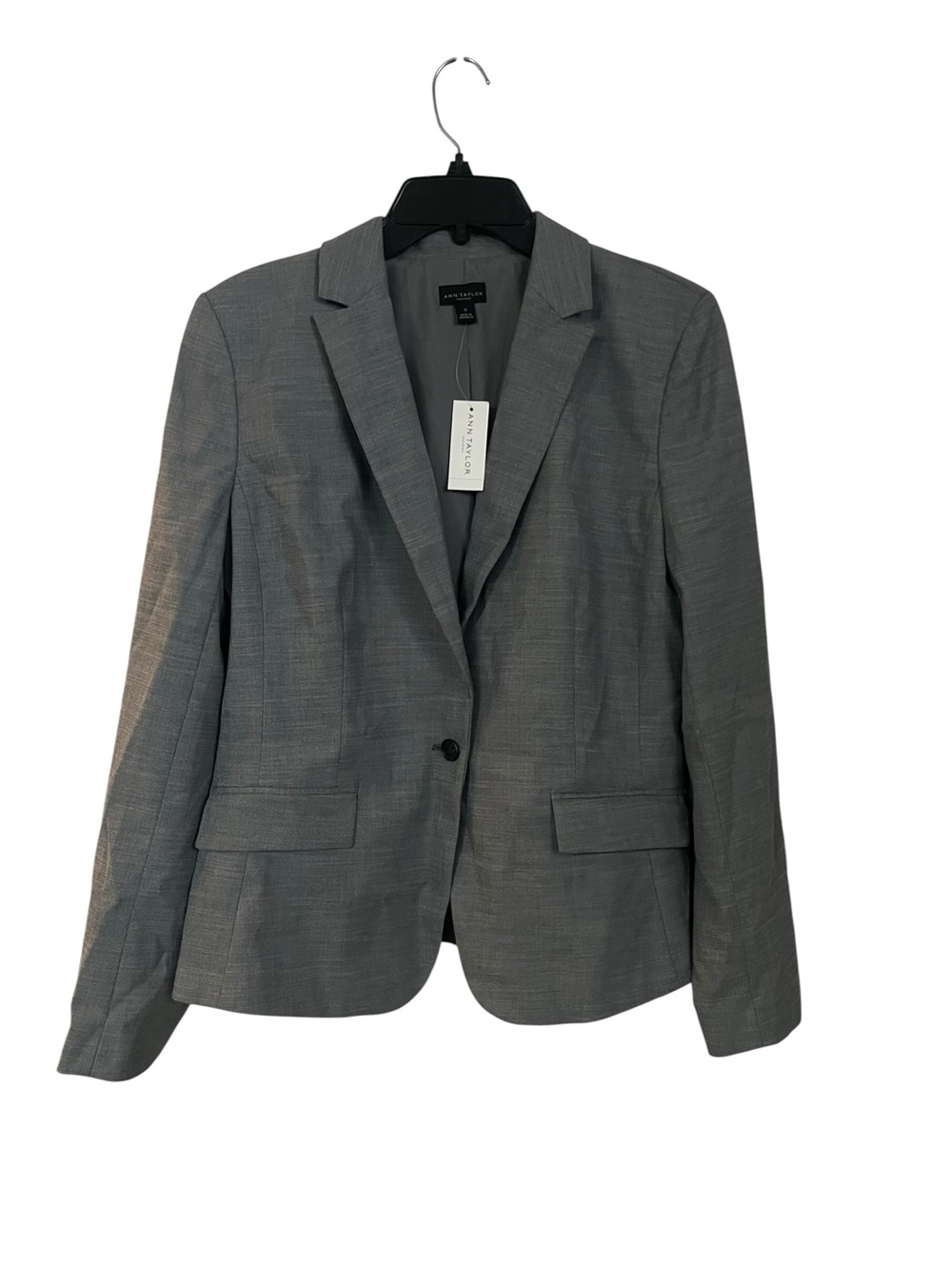 Ann Taylor Gray Single-Button Tailored Blazer
